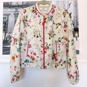 Zara Trafaluc Floral Bomber Jacket | M